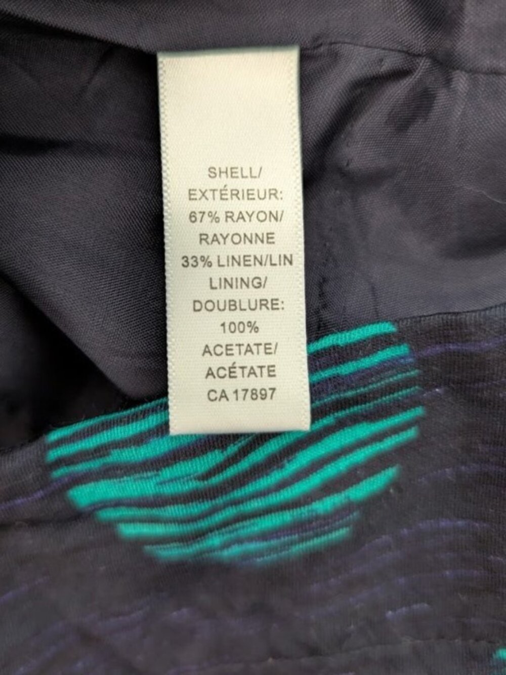 B.R. Linen Green Polka Dot Navy Blue Dress Y2K Coastal - Picture 8 of 9